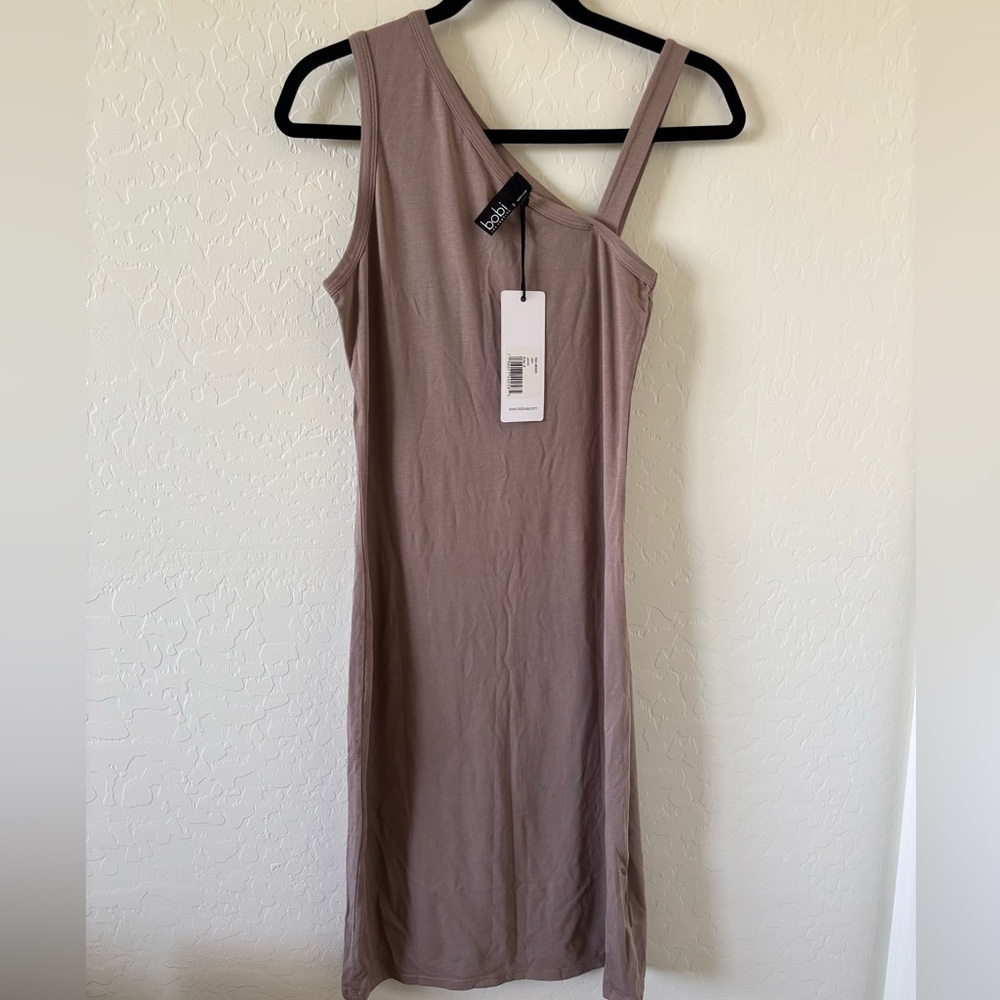 Bobi New w/ Tag Taupe One-Shoulder Dress
